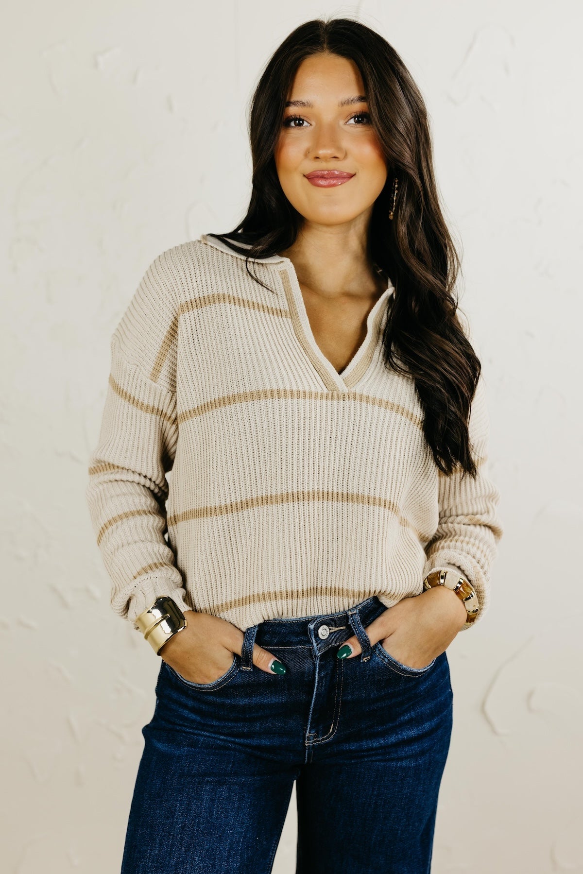 The Peony Collared Stripe Sweater