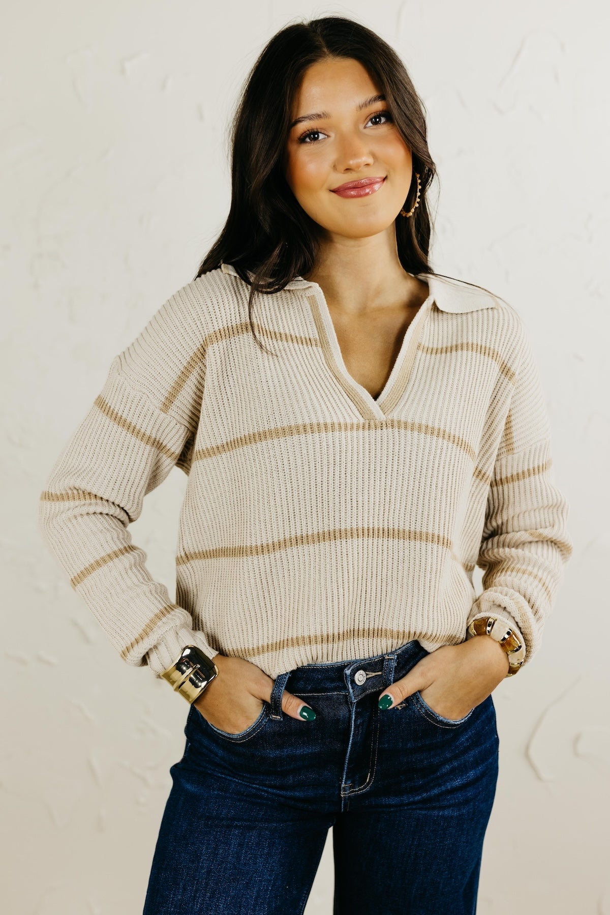 The Peony Collared Stripe Sweater