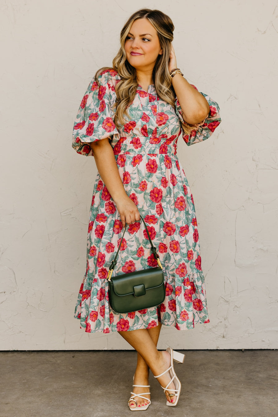 The Della Woven Floral Midi Dress