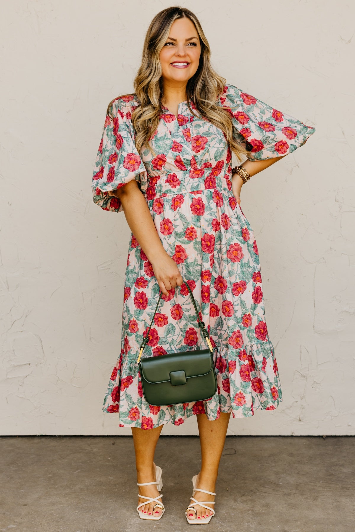 The Della Woven Floral Midi Dress
