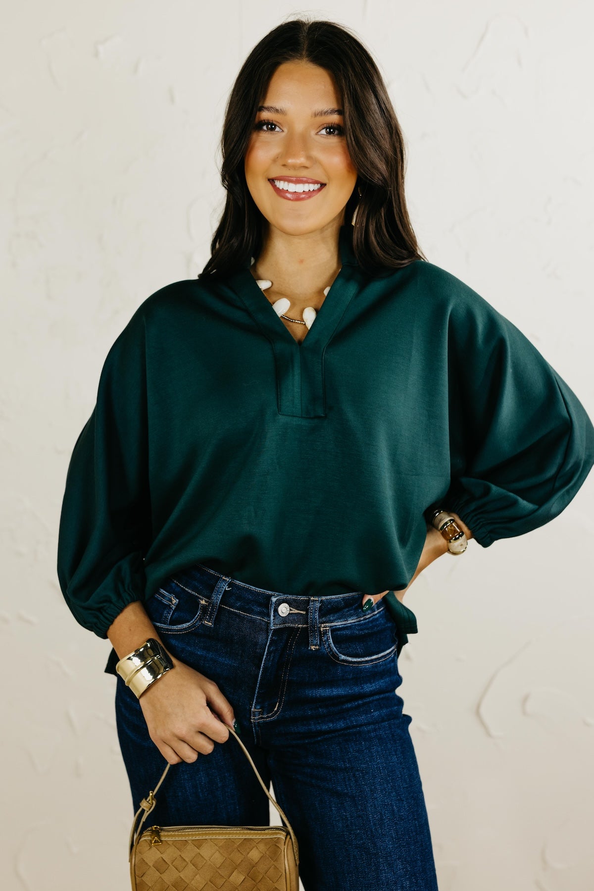The Christie Solid Dolman Knit Top
