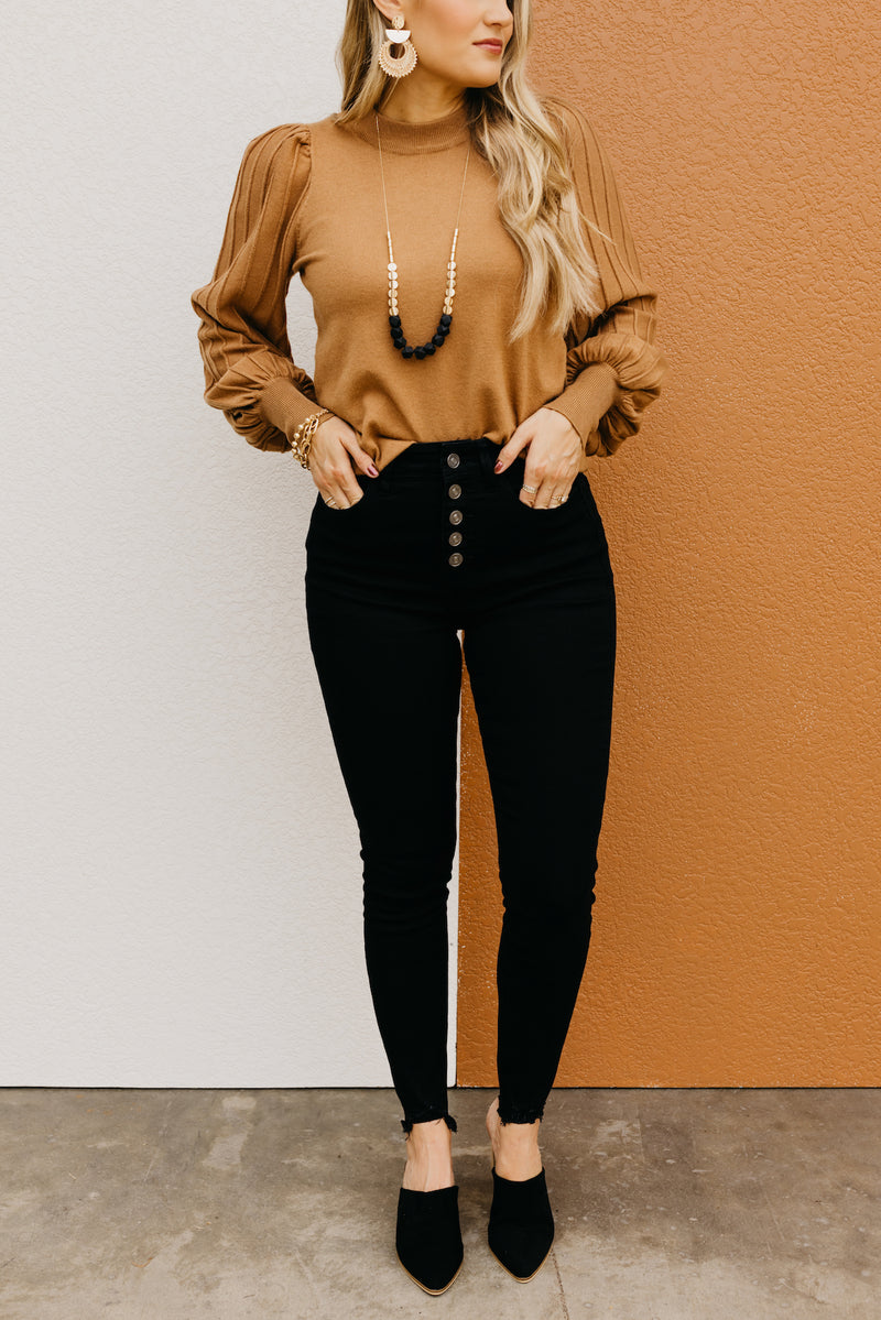 Kan Can 11 Inch High Rise Button Skinny - KC7273BK