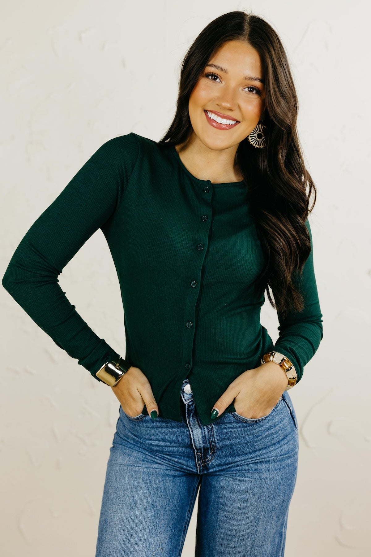 The Libby Ribbed Button-Front Top