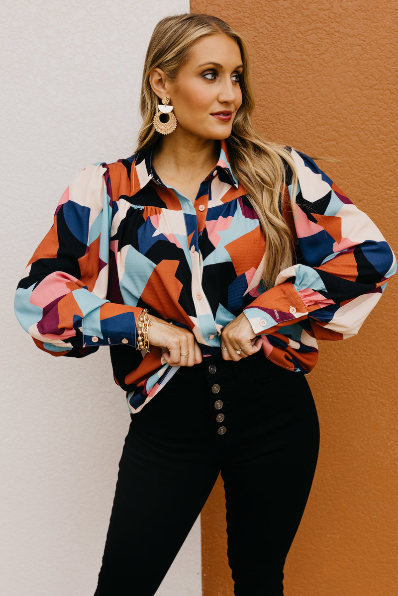 The Aubriella Geo Print Shirt
