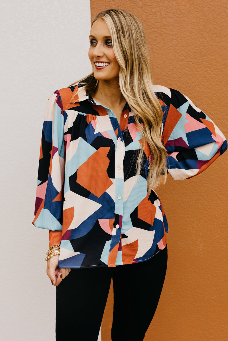 The Aubriella Geo Print Shirt