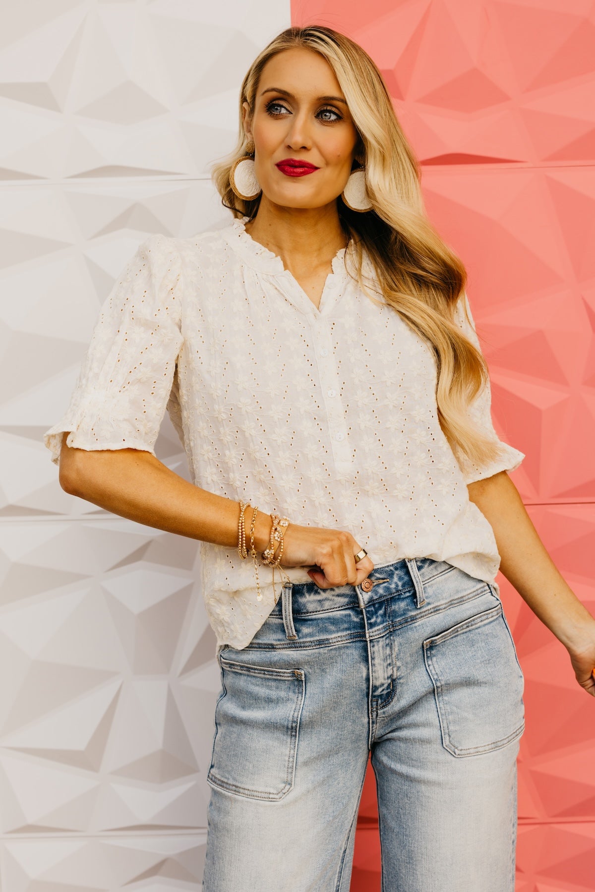 LoveStitch | The Louie Eyelet Puff Sleeve Top