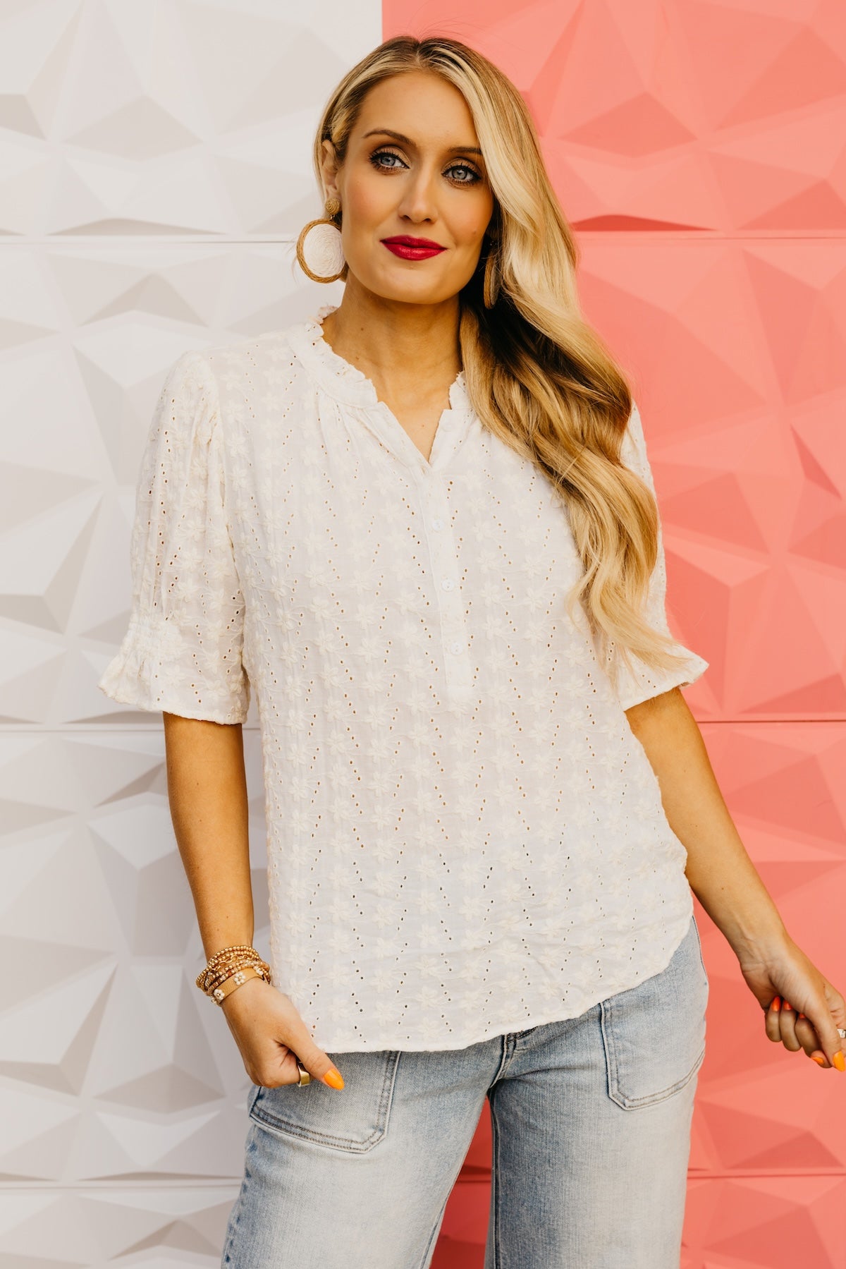 LoveStitch | The Louie Eyelet Puff Sleeve Top
