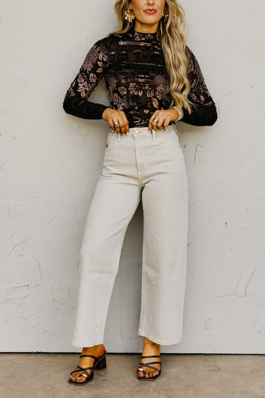 Kan Can Denim | Cream Cropped Wide Leg Denim