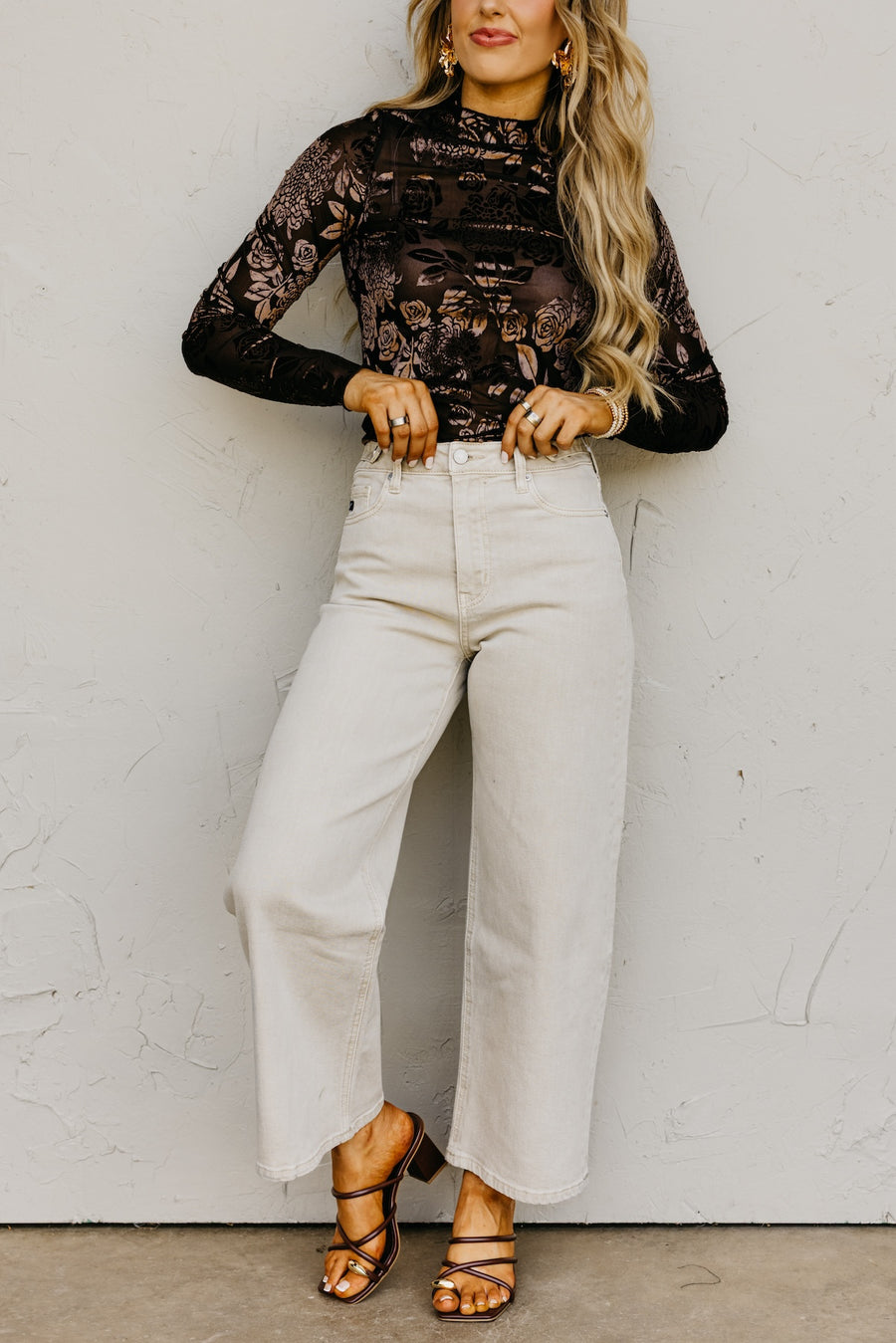 Kan Can Denim | Cream Cropped Wide Leg Denim