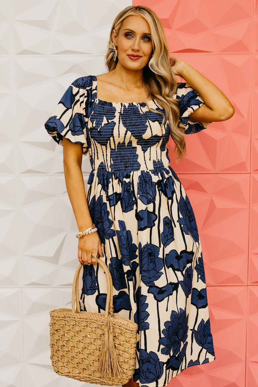 The Juniper Smocked Floral Midi Dress