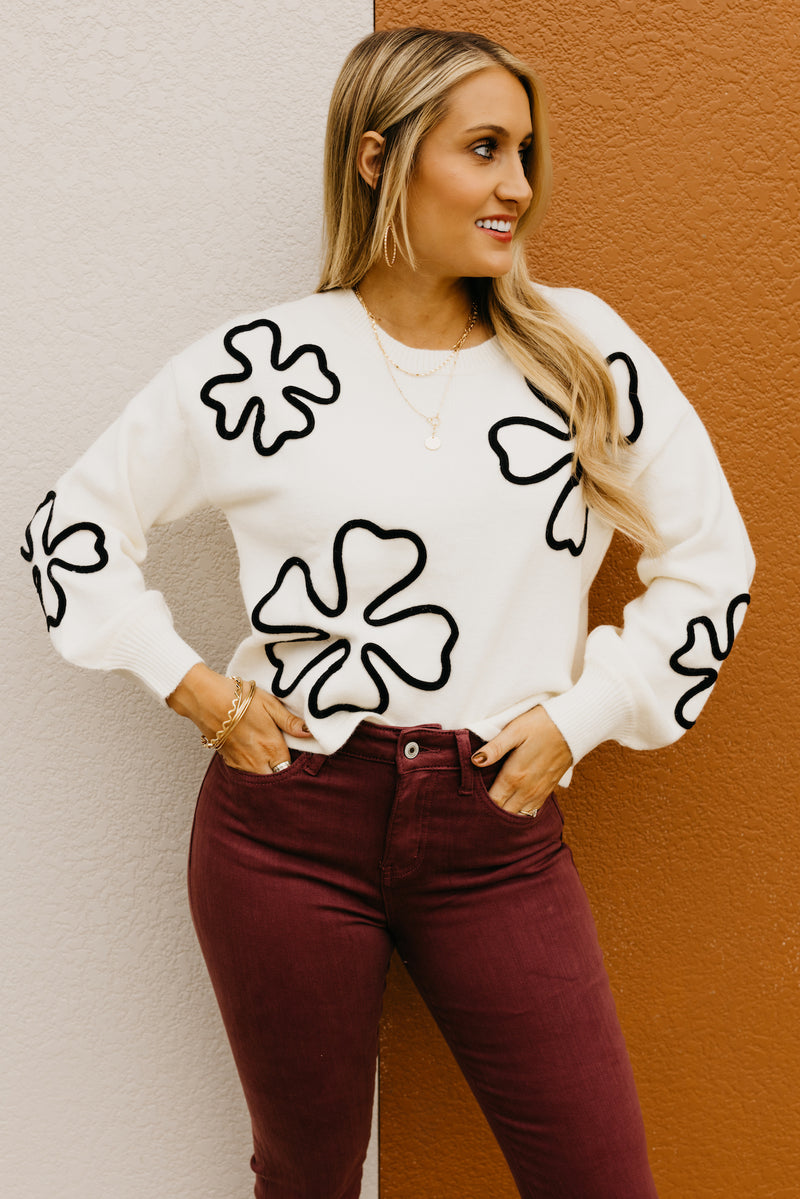 The Cedric Floral Outline Sweater