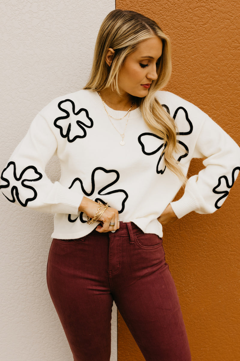 The Cedric Floral Outline Sweater
