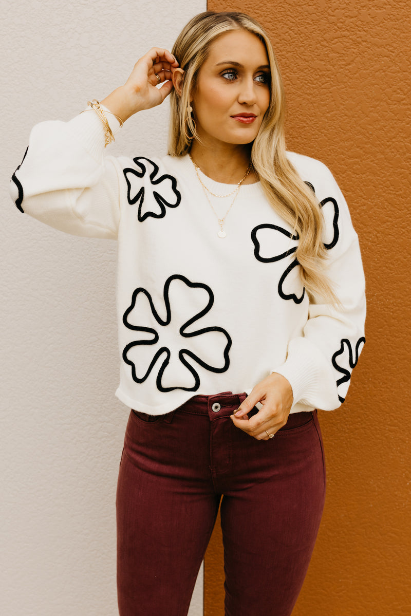The Cedric Floral Outline Sweater