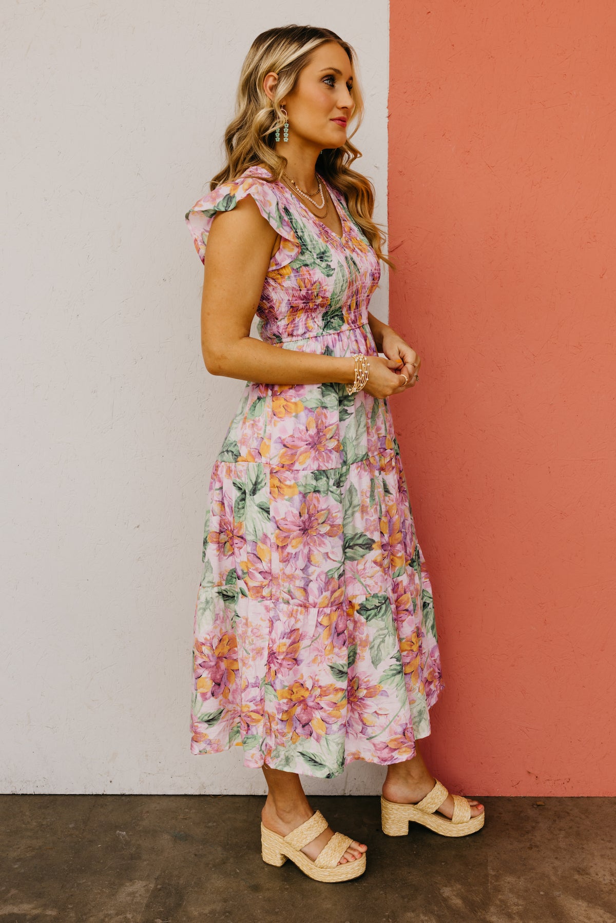 The McKenzie Watercolor Floral Midi Dress