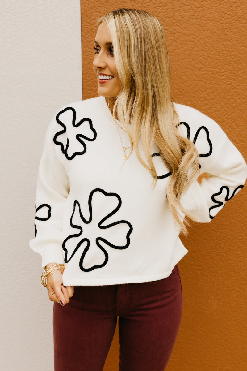 The Cedric Floral Outline Sweater