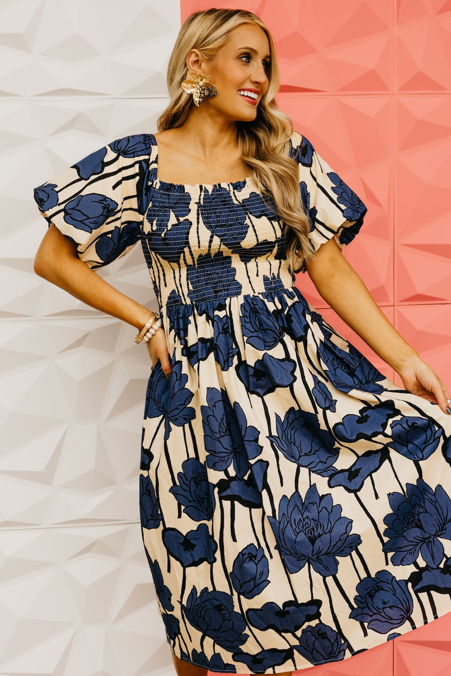 The Juniper Smocked Floral Midi Dress