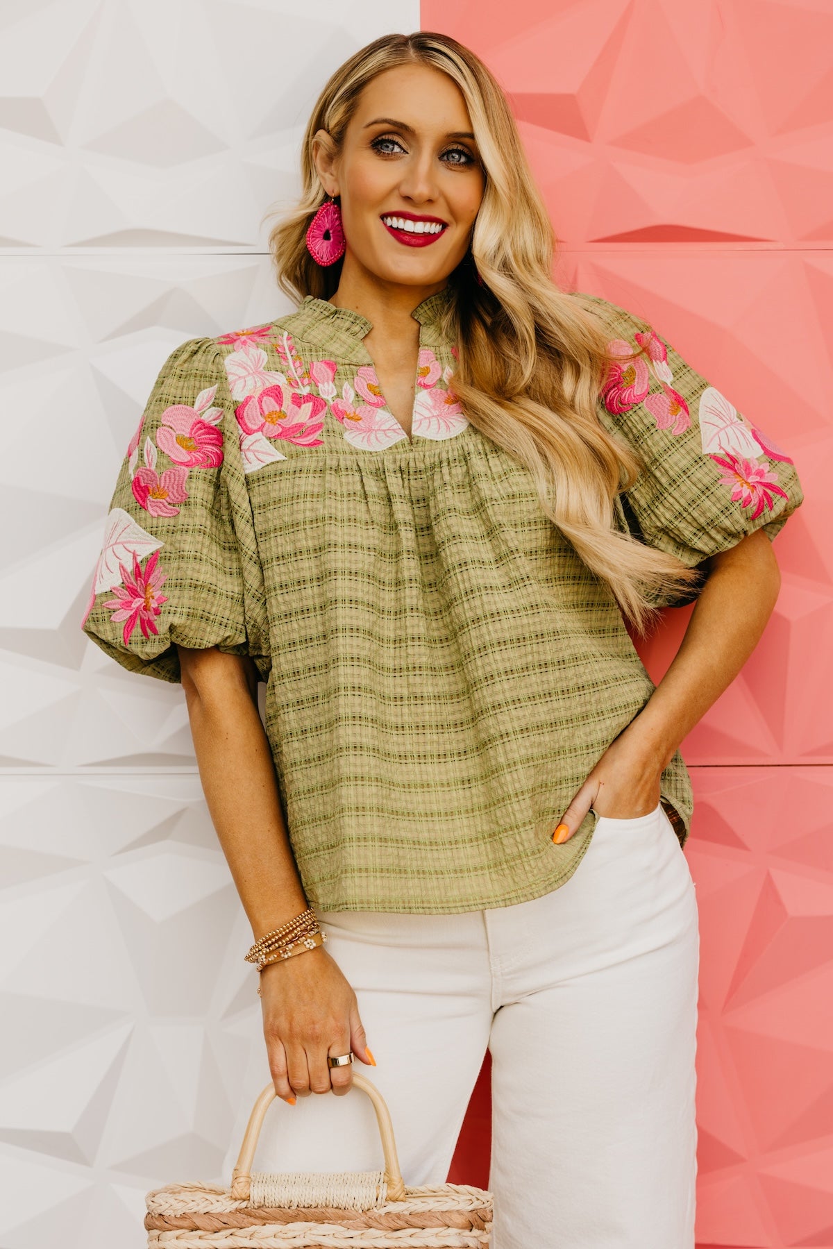 The Brynnlee Puff Sleeve Embroidered Top
