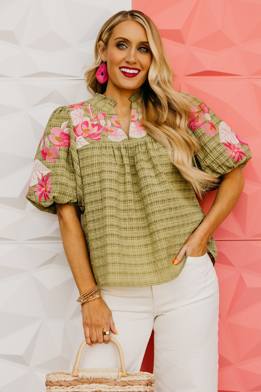 The Brynnlee Puff Sleeve Embroidered Top