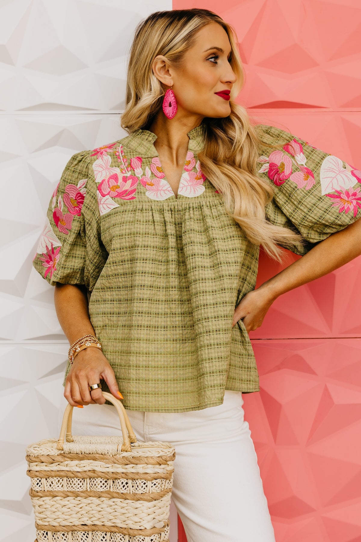 The Brynnlee Puff Sleeve Embroidered Top