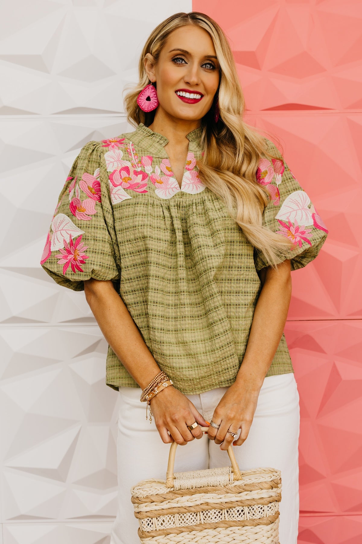 The Brynnlee Puff Sleeve Embroidered Top