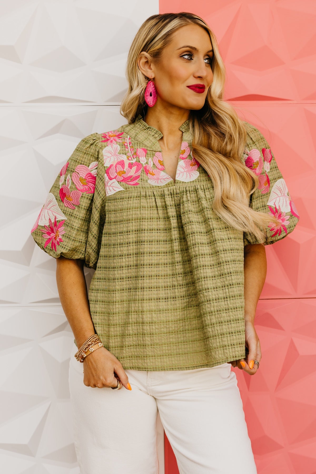The Brynnlee Puff Sleeve Embroidered Top