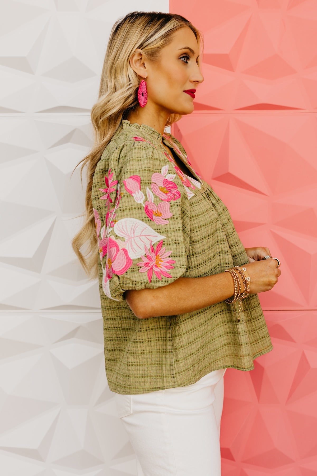 The Brynnlee Puff Sleeve Embroidered Top