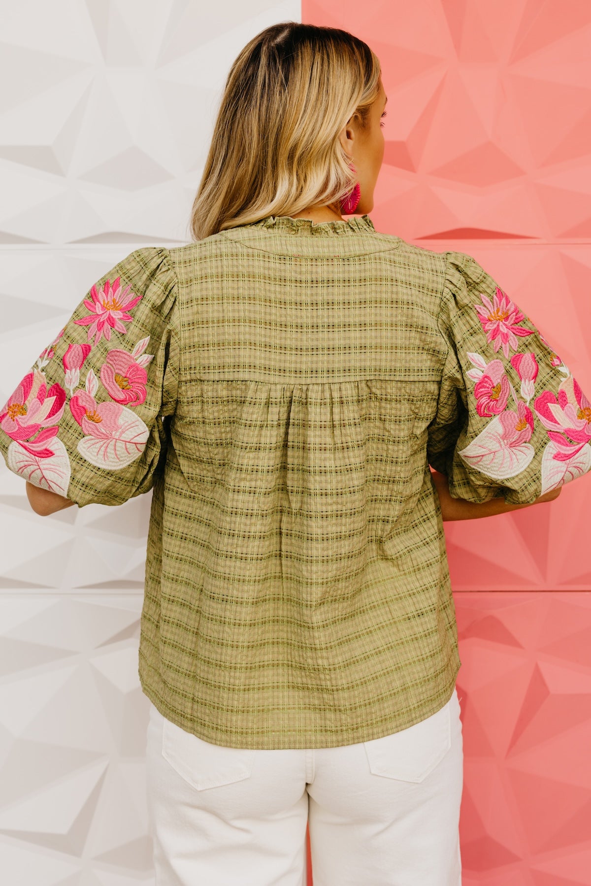 The Brynnlee Puff Sleeve Embroidered Top