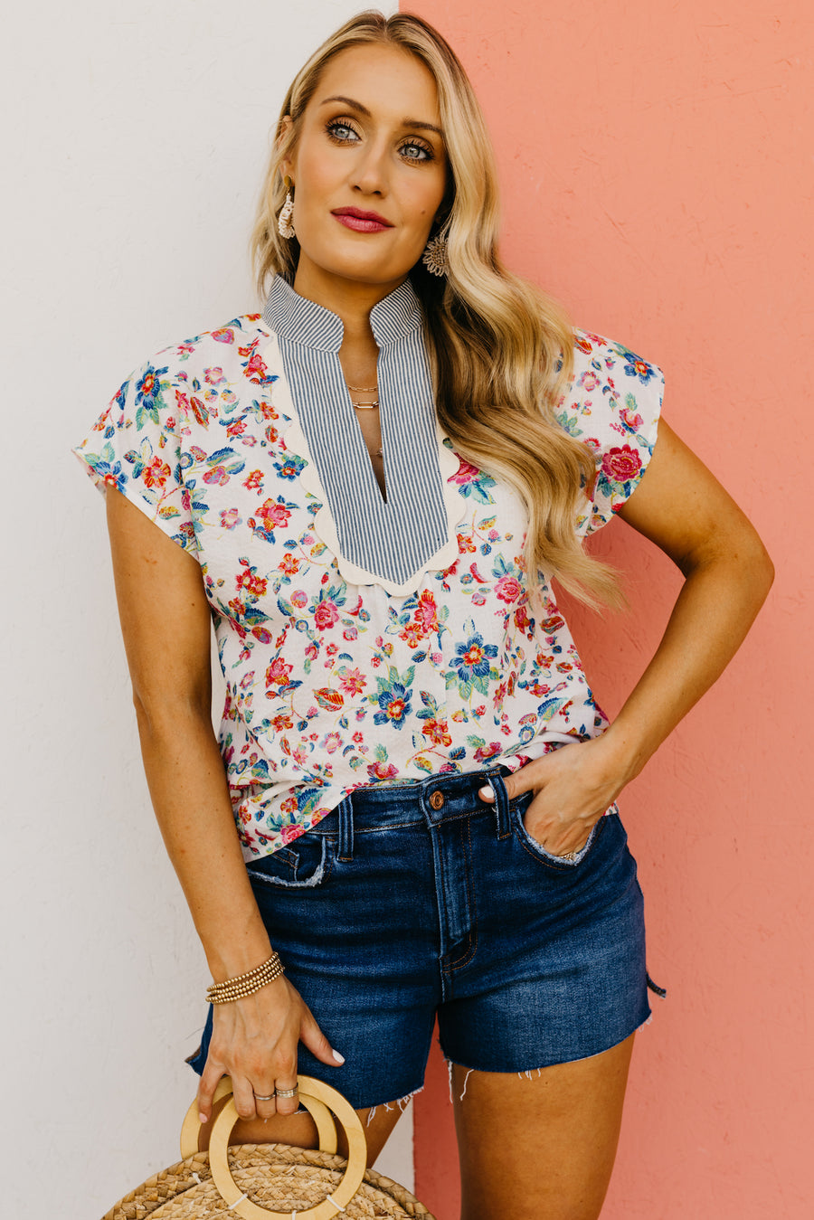 The Bailee Floral Mixed Media Top