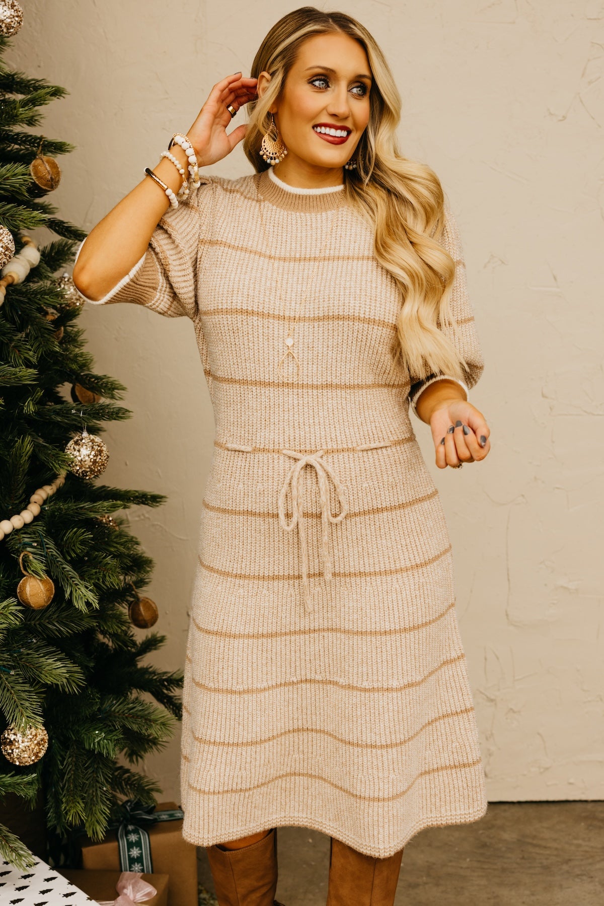 The Maggie Tie Waist Sweater Dress