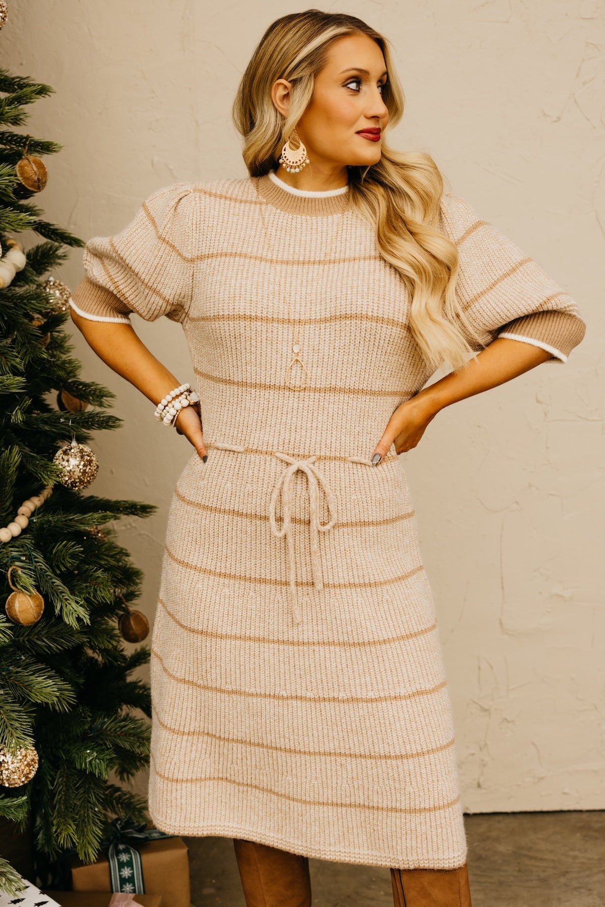 The Maggie Tie Waist Sweater Dress