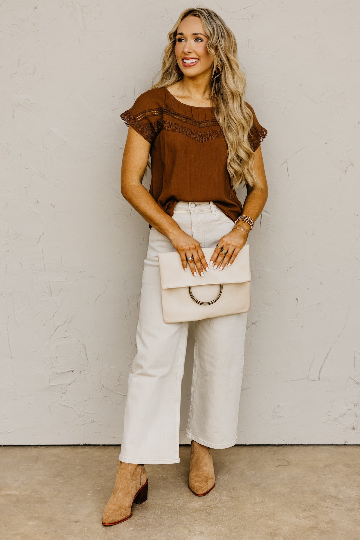 The Jaylah Lace Trim Pleat Yoke Top