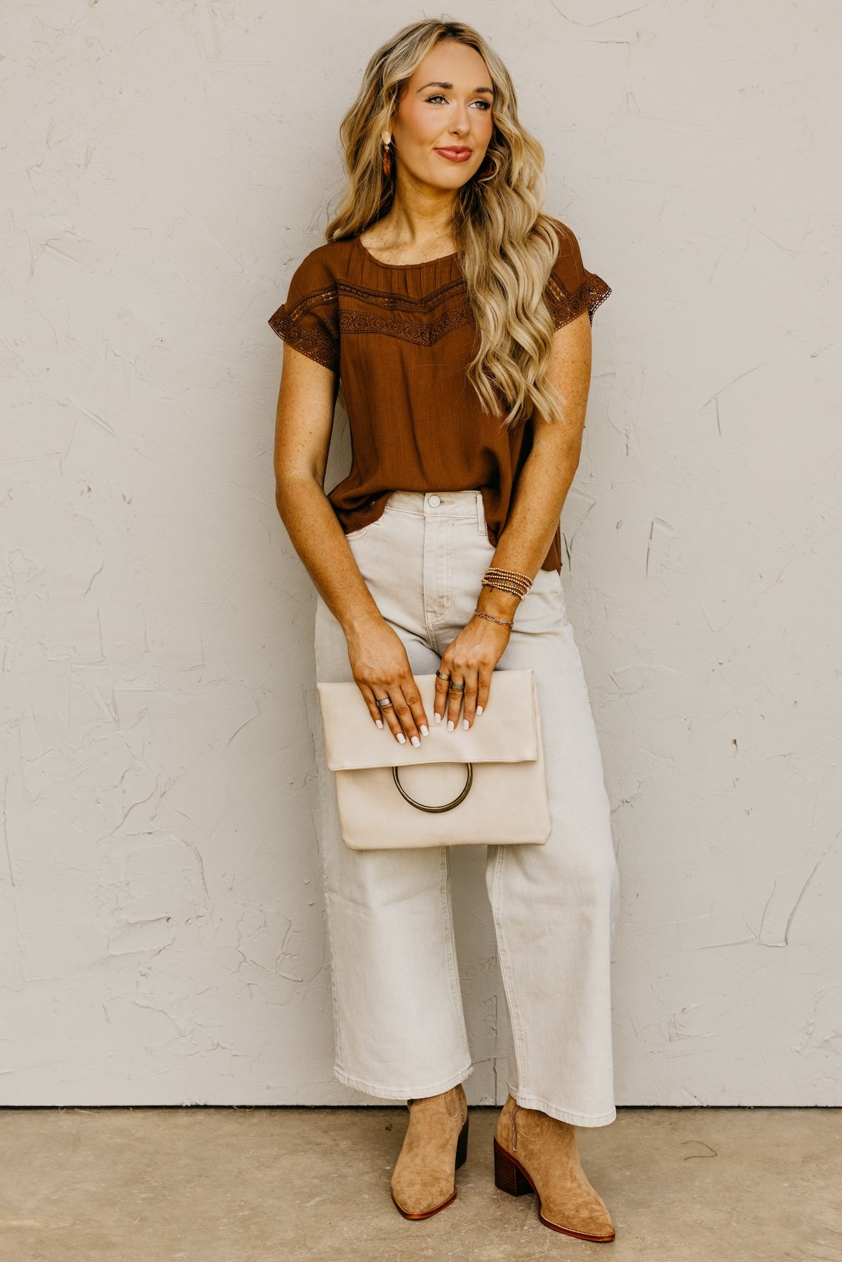 The Jaylah Lace Trim Pleat Yoke Top