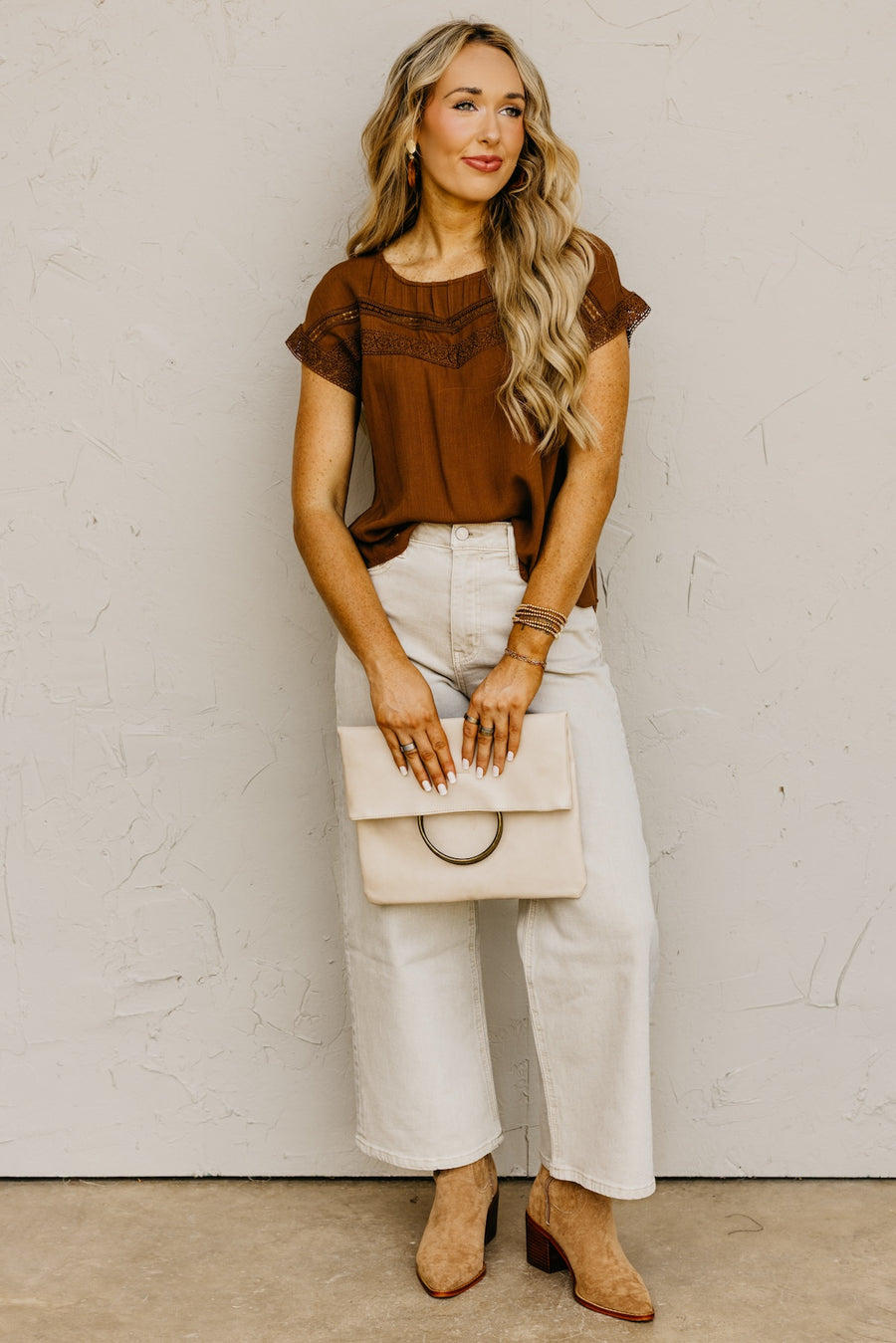 The Jaylah Lace Trim Pleat Yoke Top