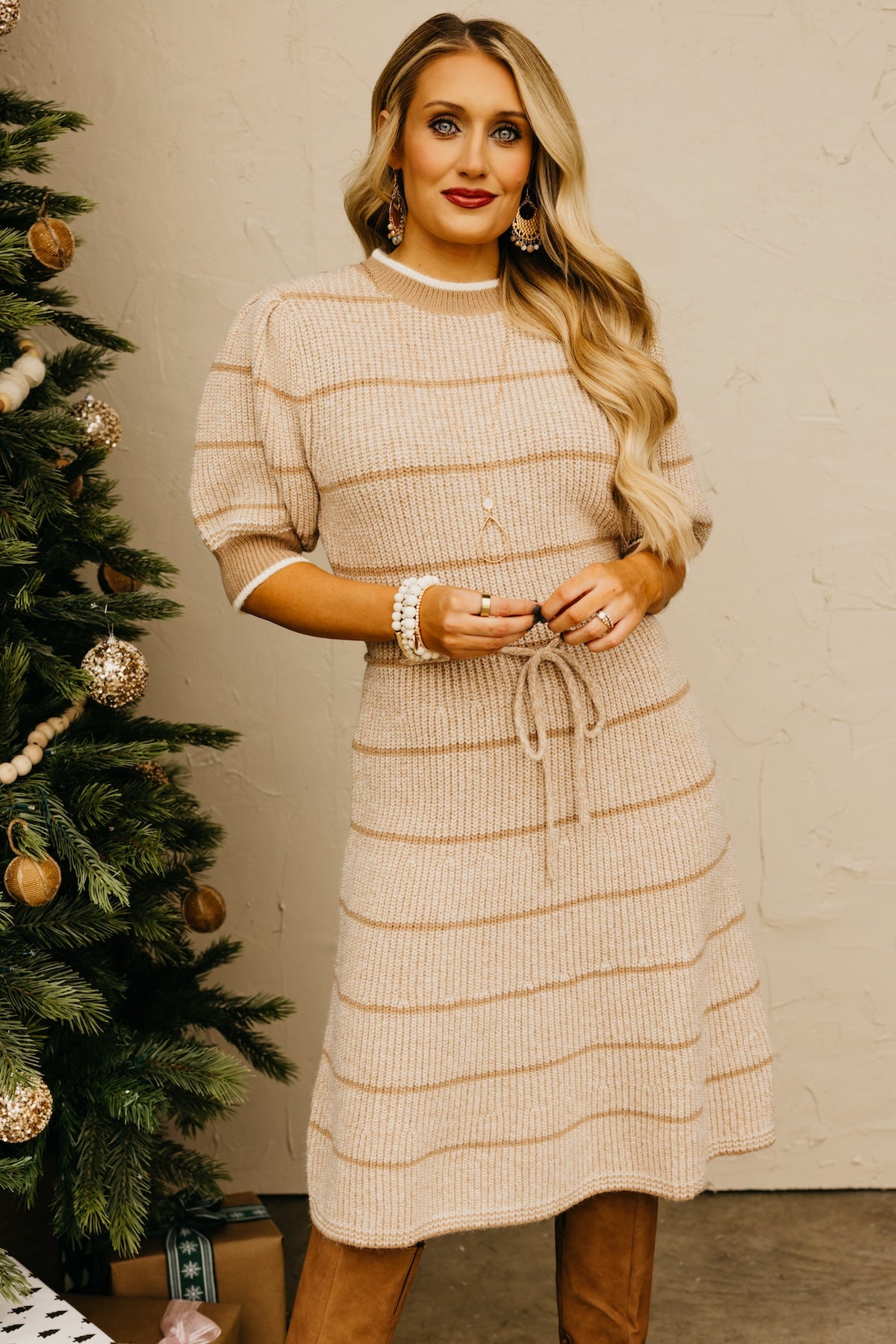 The Maggie Tie Waist Sweater Dress
