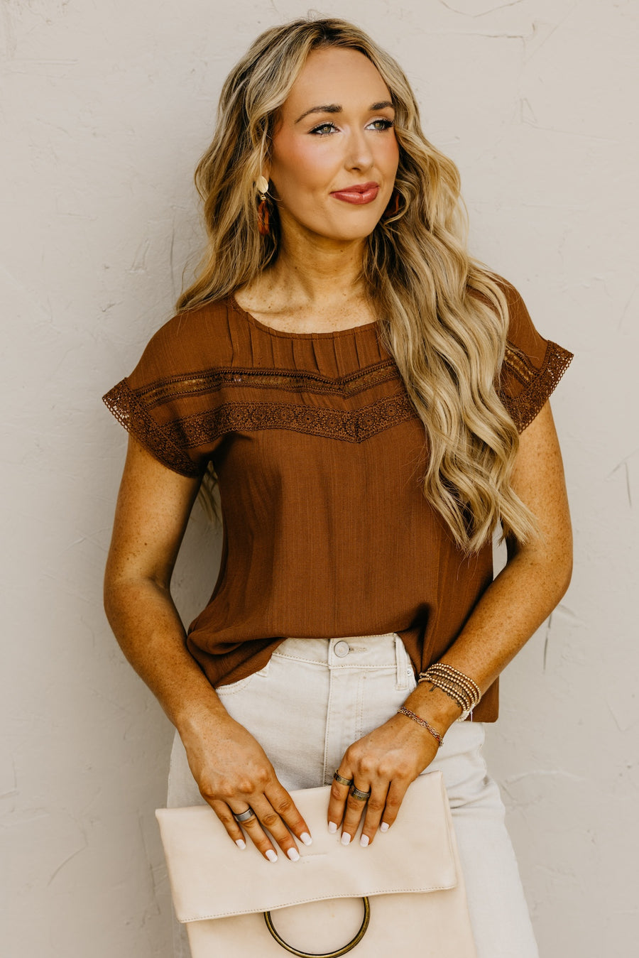 The Jaylah Lace Trim Pleat Yoke Top