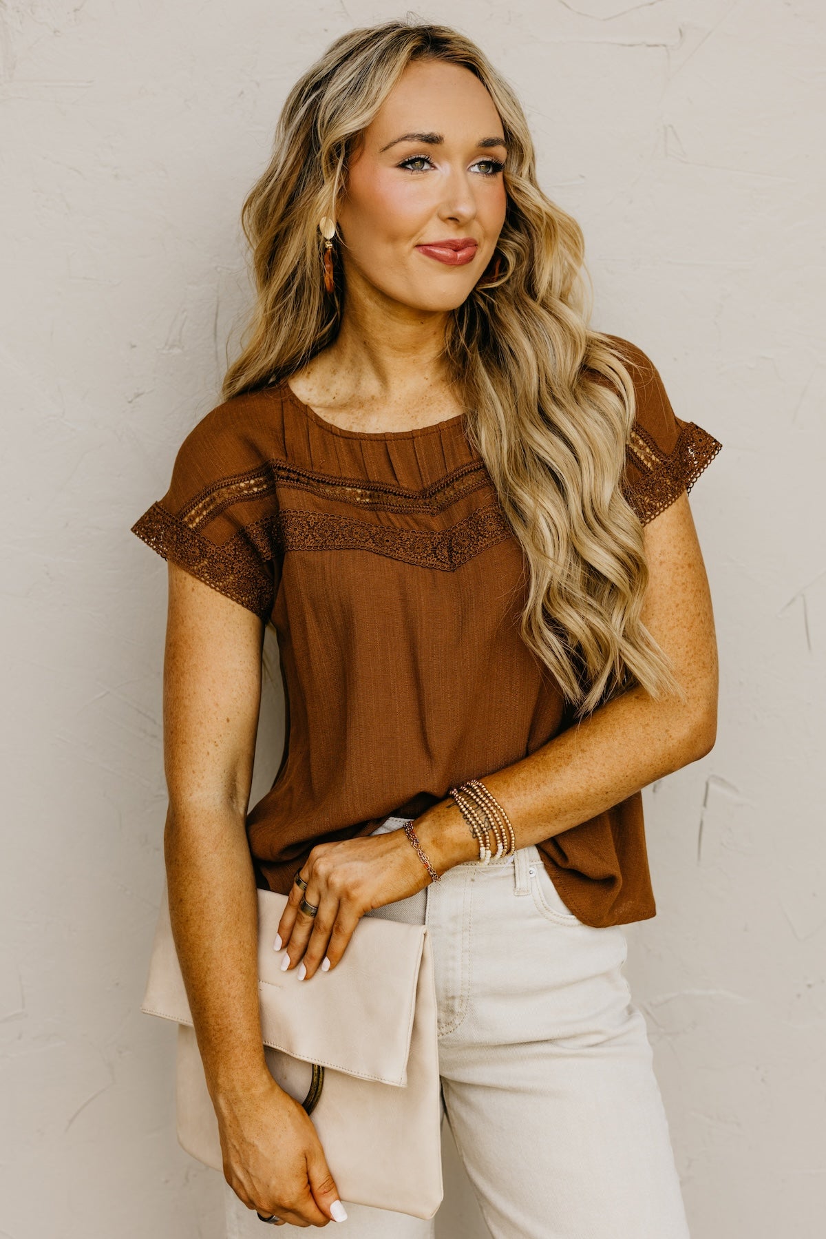 The Jaylah Lace Trim Pleat Yoke Top