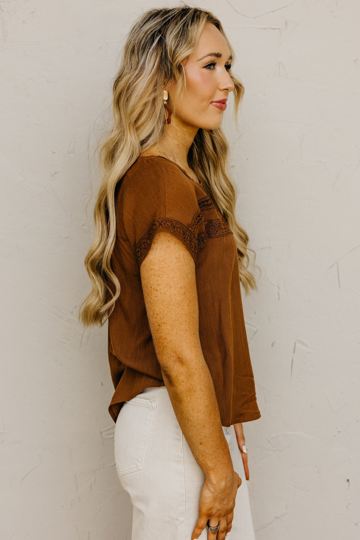 The Jaylah Lace Trim Pleat Yoke Top
