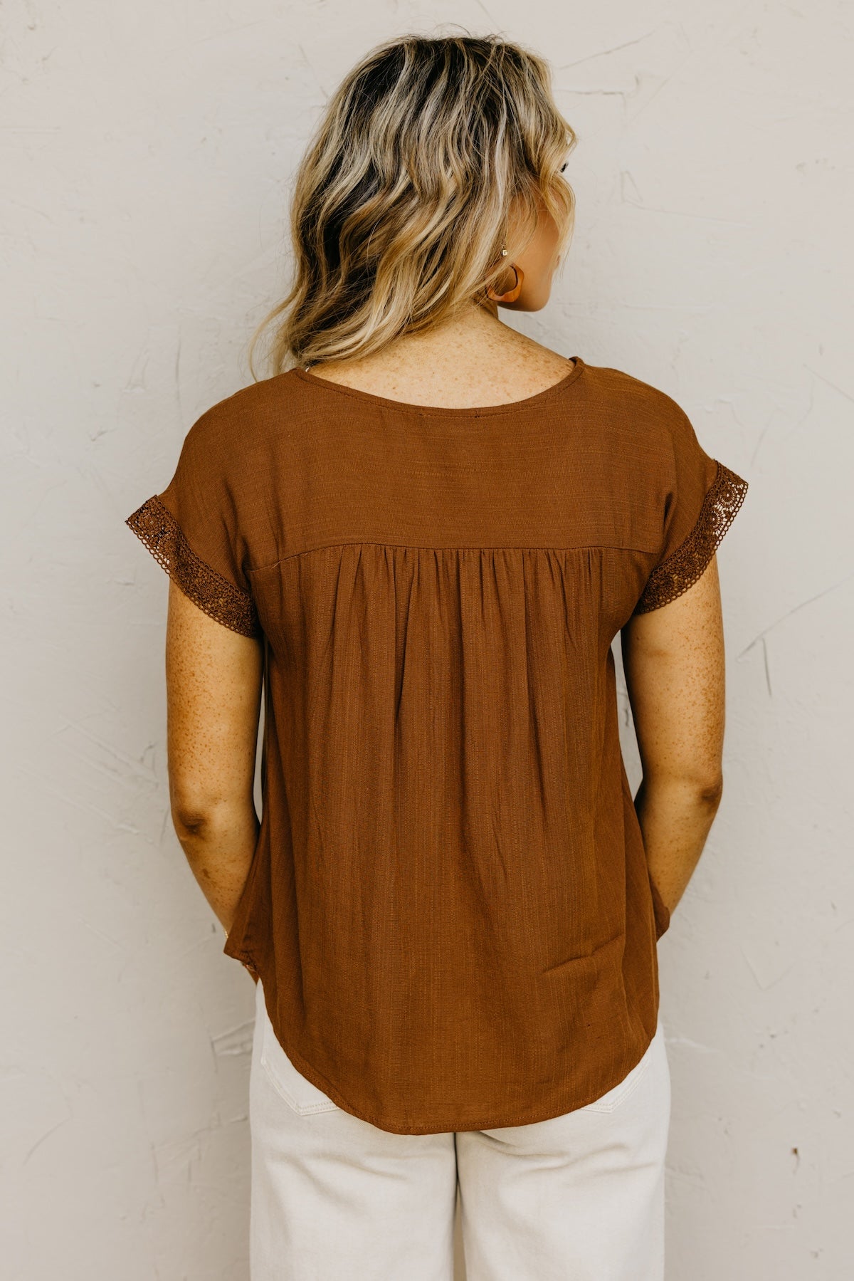The Jaylah Lace Trim Pleat Yoke Top