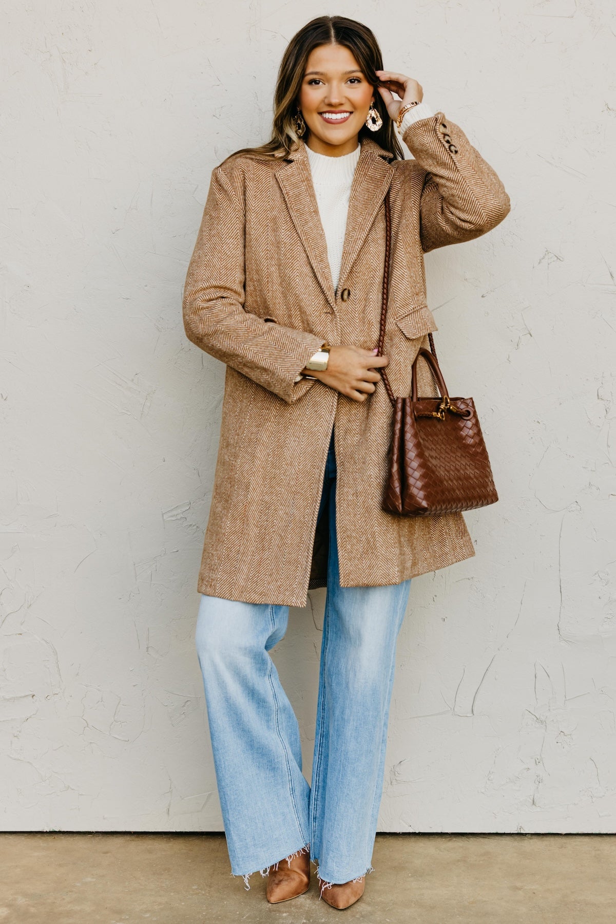 The Colleen Herringbone Duster Coat