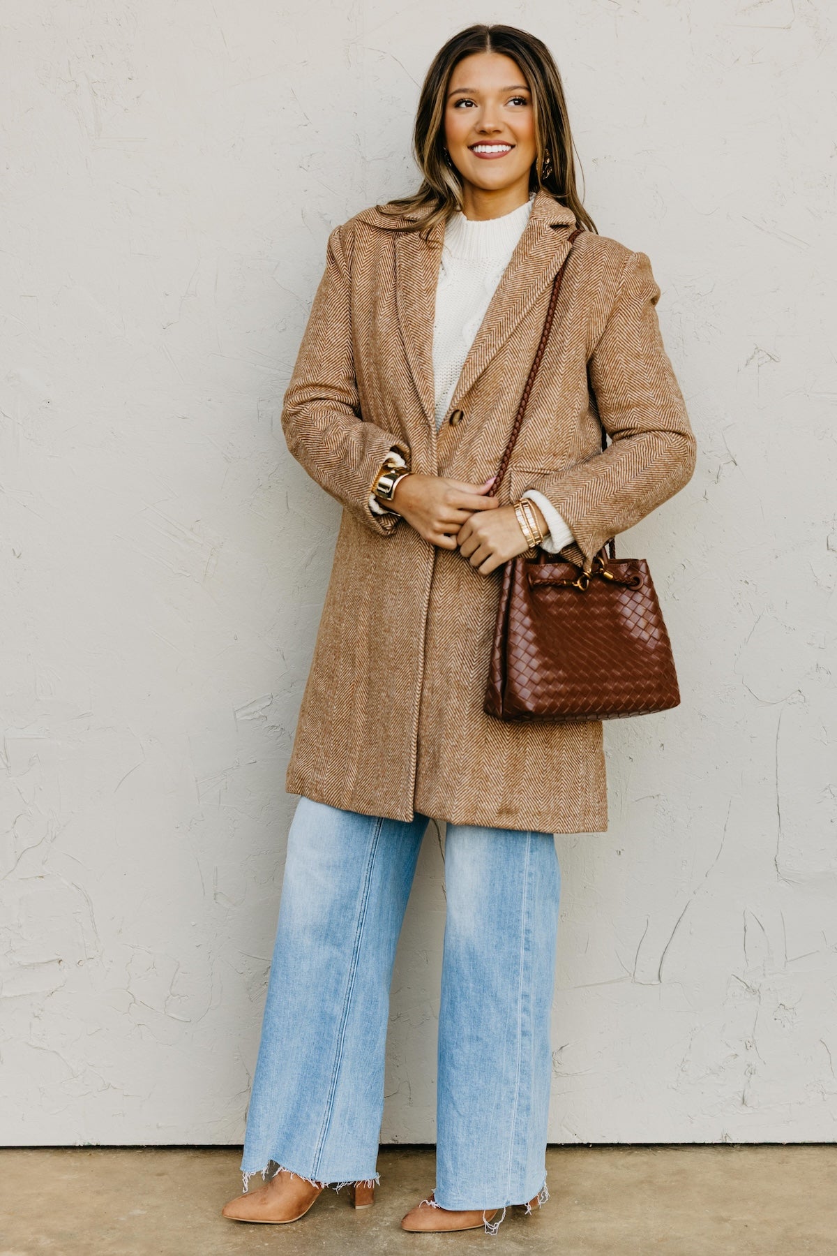 The Colleen Herringbone Duster Coat