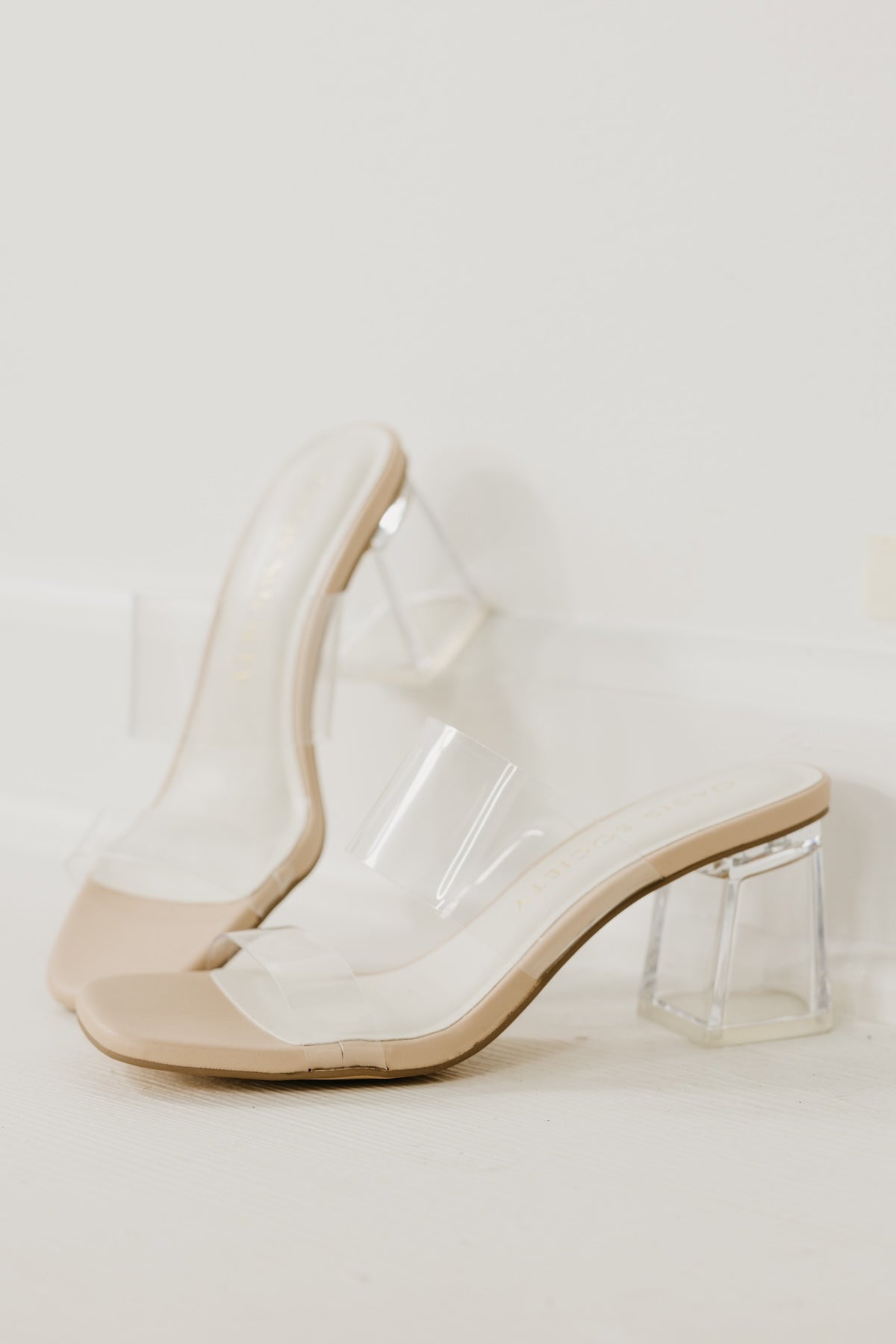 The Emery Double Strap Clear Heel