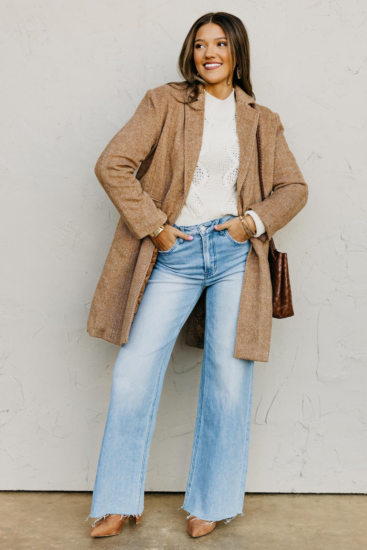 The Colleen Herringbone Duster Coat