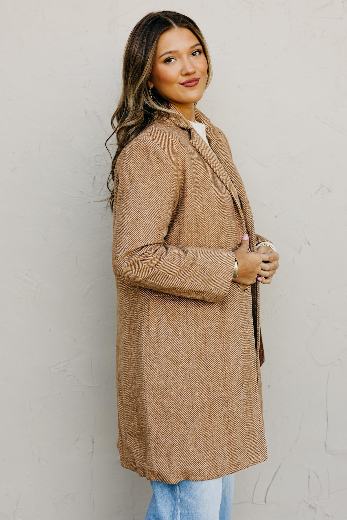 The Colleen Herringbone Duster Coat