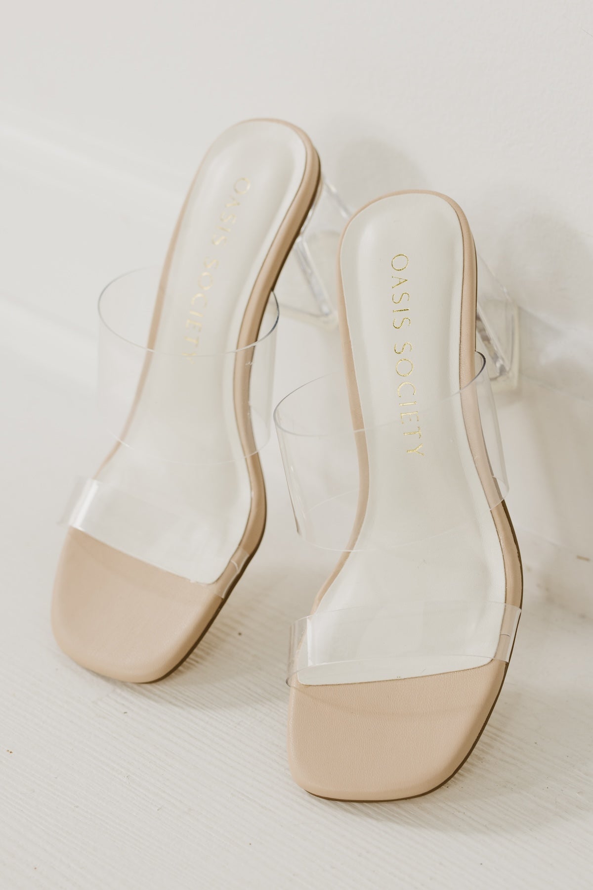 The Emery Double Strap Clear Heel