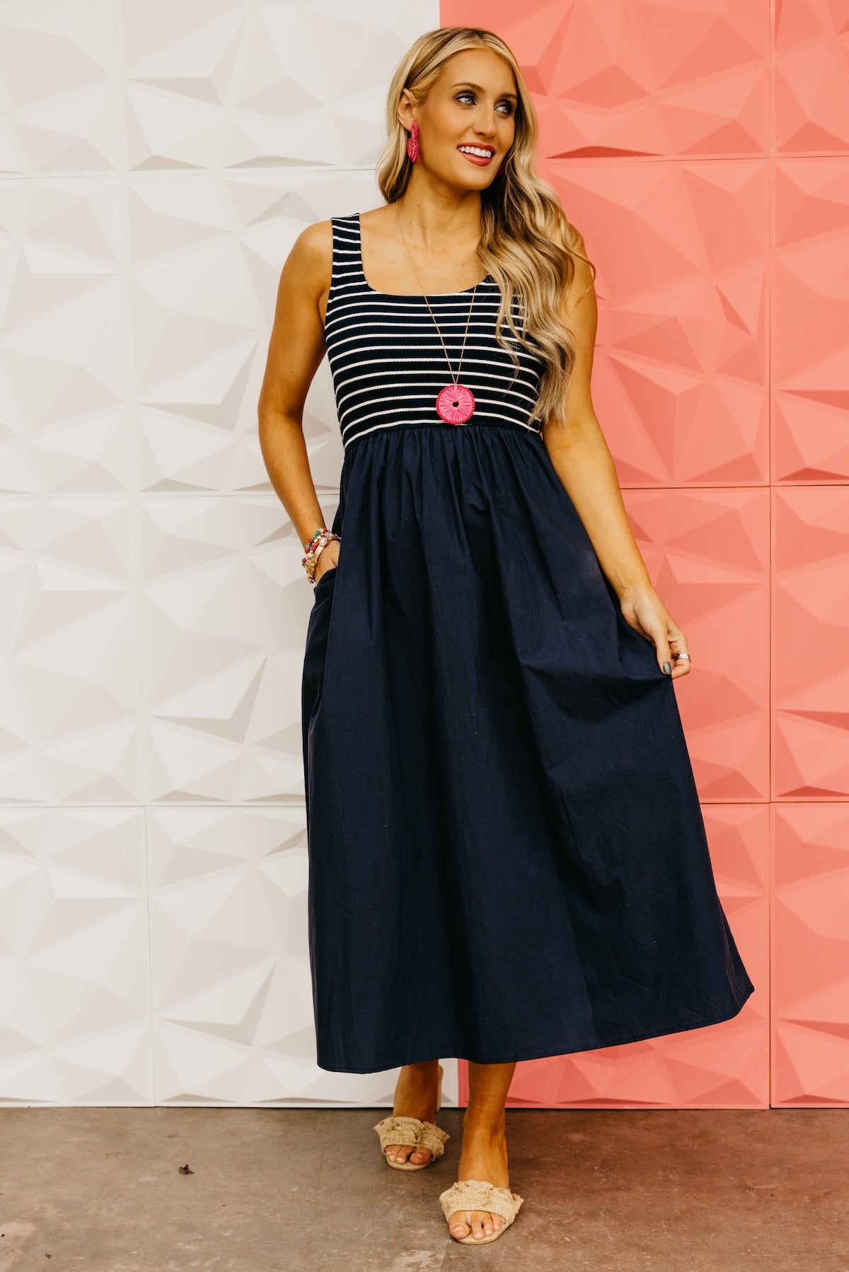 The Gideon Mixed Media Midi Dress