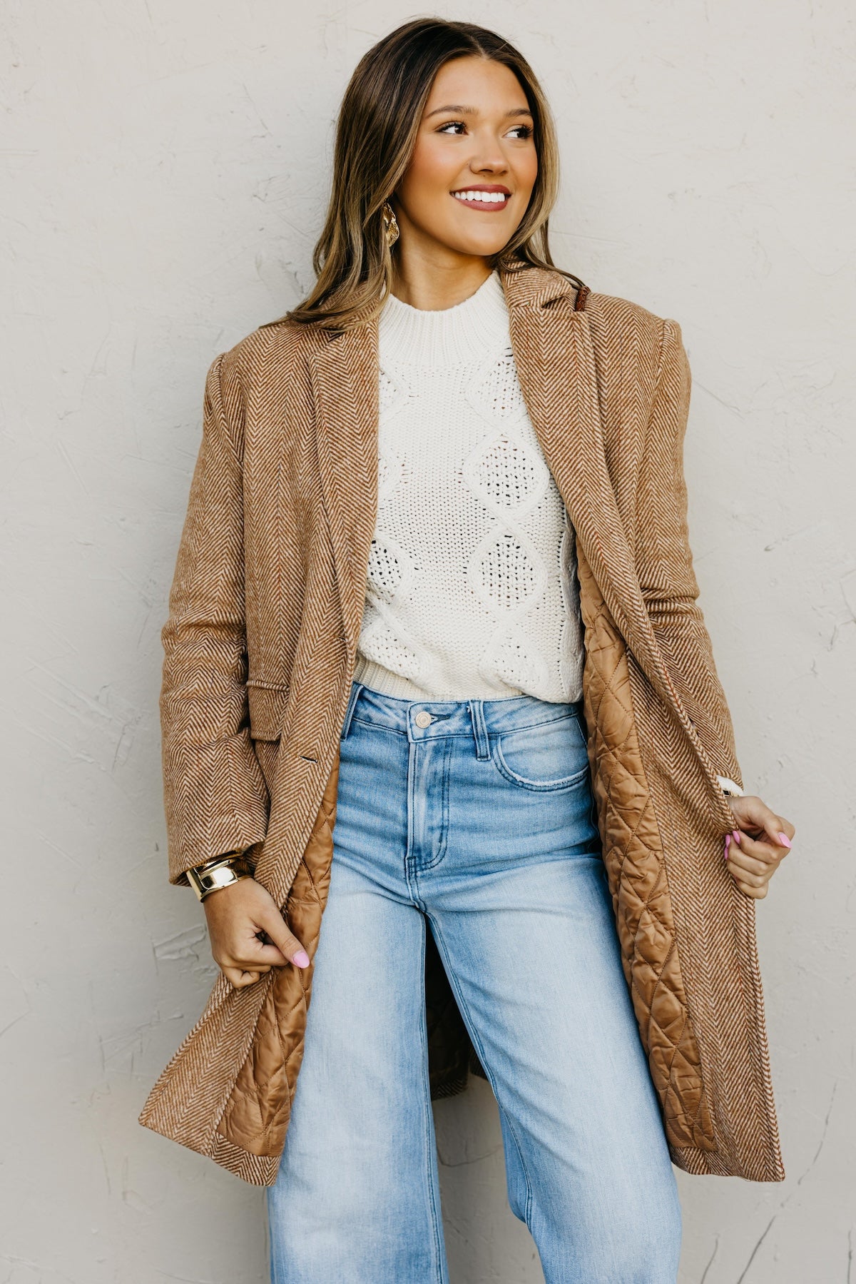 The Colleen Herringbone Duster Coat