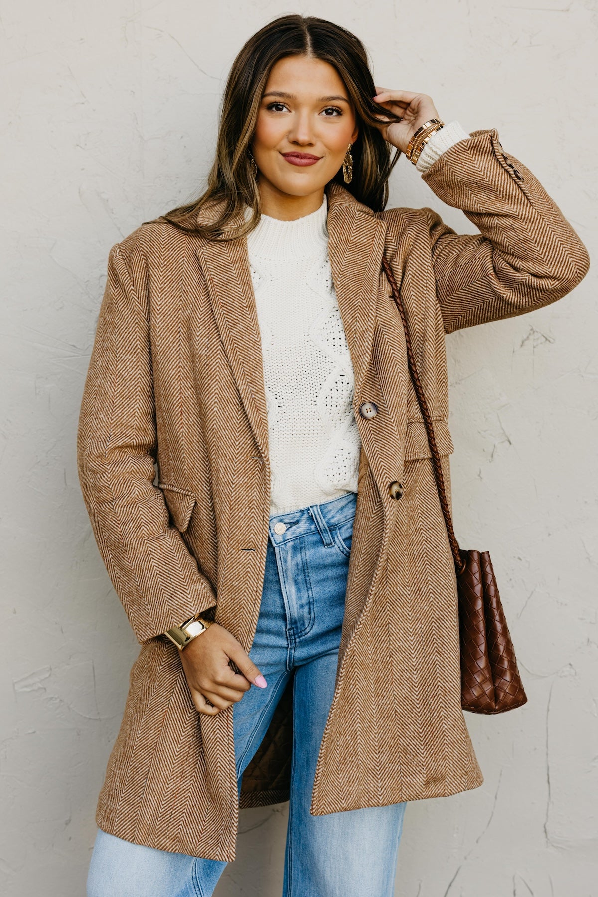 The Colleen Herringbone Duster Coat