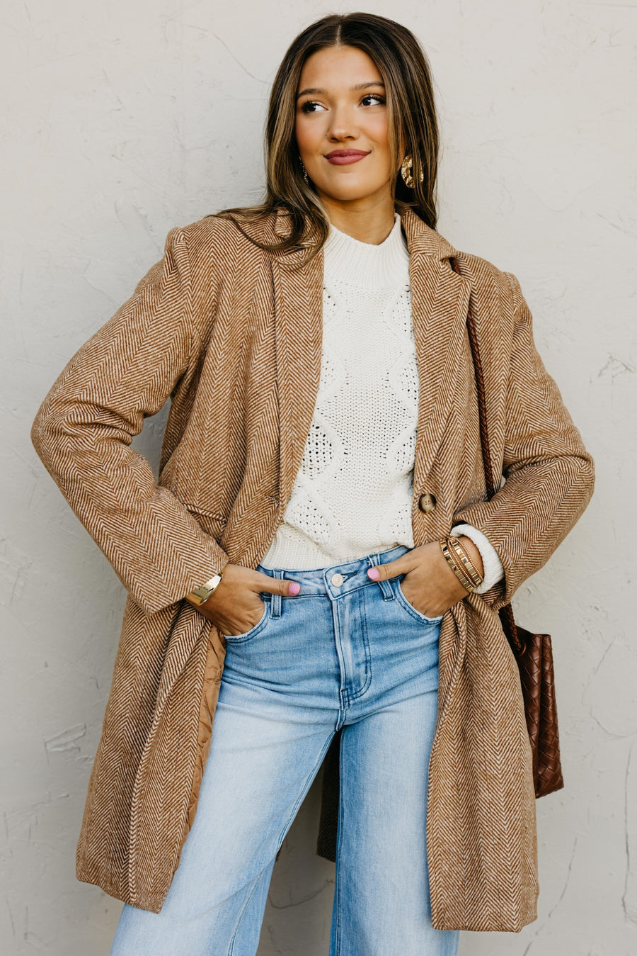 The Colleen Herringbone Duster Coat