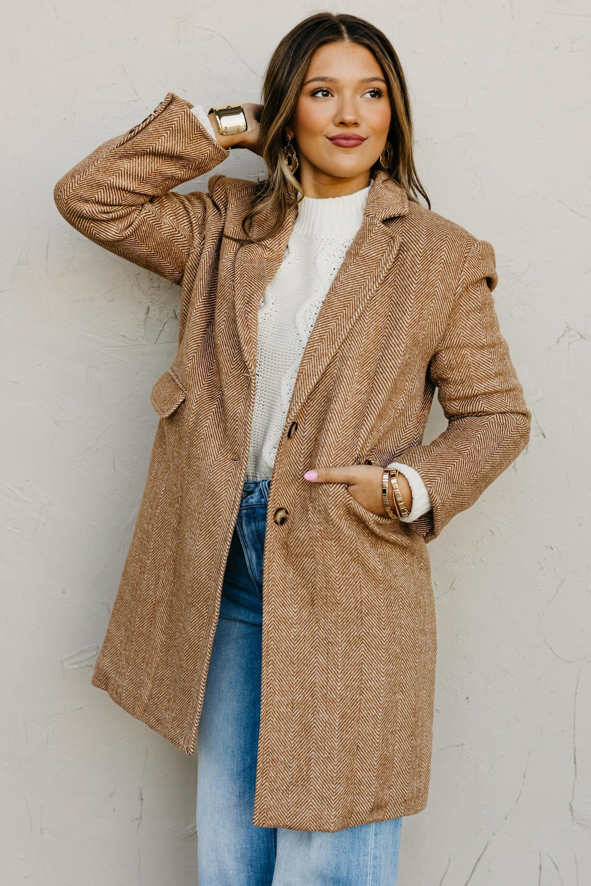 The Colleen Herringbone Duster Coat