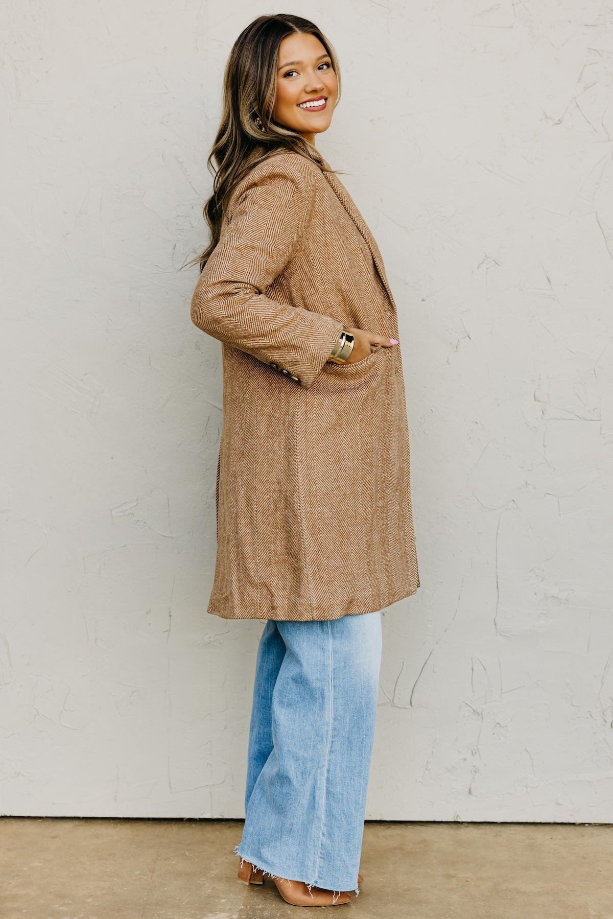 The Colleen Herringbone Duster Coat